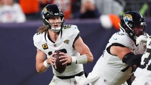 Jacksonville Jaguars quarterback Trevor Lawrence (16) in the second half of an NFL football game Sunday, Dec. 21, 2025, in Denver. (David Zalubowski/AP)