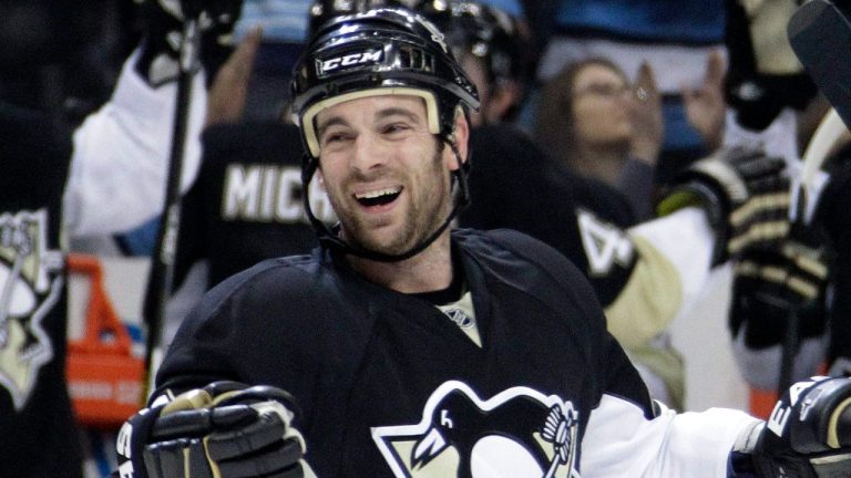 Steve Sullivan (26) celebrates his second-period goal with the Pittsburgh Penguins against the New York Rangers during an NHL hockey game in Pittsburgh, Tuesday, Feb. 21, 2012. (Gene J. Puskar/AP Photo)