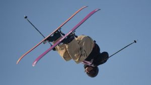 Naomi Urness, of Canada competes in the women's freeski big air final during the FIS Snowboard & Freeski World Cup 2025 at the Shougang Park, in Beijing, Saturday, Dec. 6, 2025. (Andy Wong/AP Photo)