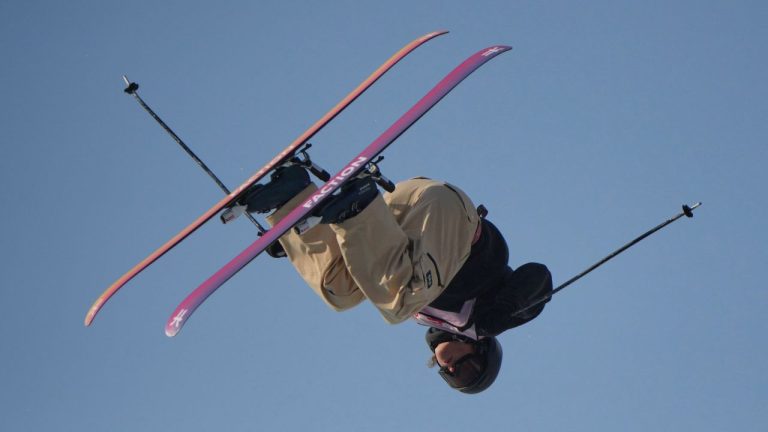 Naomi Urness, of Canada competes in the women's freeski big air final during the FIS Snowboard & Freeski World Cup 2025 at the Shougang Park, in Beijing, Saturday, Dec. 6, 2025. (Andy Wong/AP Photo)