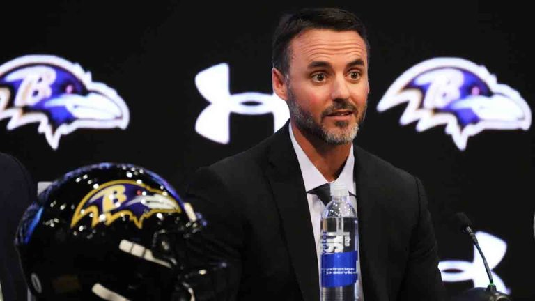 Baltimore Ravens head coach Jesse Minter speaks during an introductory press conference at the Under Armour Performance Center in Owings Mills, Md., Thursday, Jan. 29, 2026. (Stephanie Scarbrough/AP)
