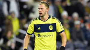 Nashville SC defender Walker Zimmerman during an MLS match against the New England Revolution, Saturday, Feb. 22, 2025, in Nashville, Tenn. (John Amis/AP)