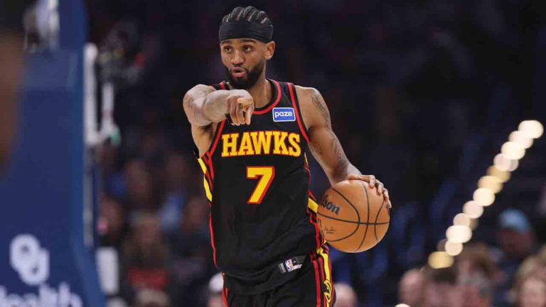 Atlanta Hawks guard Nickeil Alexander-Walker handles the ball during the first half of an NBA basketball game against the Oklahoma City Thunder, Monday, Dec. 29, 2025, in Oklahoma City. (Nate Billings/AP)
