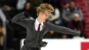 Stephen Gogolev performs his short program in the men's competition at the 2026 Canadian National Skating Championships in Gatineau, Que., on Friday, Jan. 9, 2026. THE CANADIAN PRESS/Justin Tang