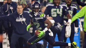 Seattle Seahawks wide receiver Rashid Shaheed runs a kickoff return in for a touchdown during the first half of an NFL divisional playoff game against the San Francisco 49ers, Saturday, Jan. 17, 2026, in Seattle. (John Froschauer/AP)