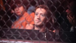 Meta's Mark Zuckerberg watches a mixed martial arts bout during UFC 298 in Anaheim, Calif. (Mark J. Terrill/AP)