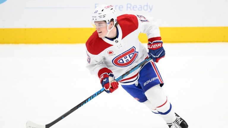 Montréal Canadiens right wing Cole Caufield (13) in action during the overtime of an NHL hockey game against the Washington Capitals, Tuesday, Jan. 13, 2026, in Washington. (Nick Wass/AP)