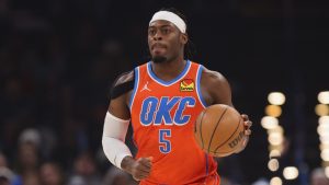 Oklahoma City Thunder guard Luguentz Dort handles the ball during the first half of an NBA basketball game against the Toronto Raptors, Sunday, Jan. 25, 2026, in Oklahoma City. (Nate Billings/AP)