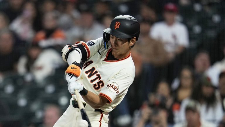 San Francisco Giants' Jung Hoo Lee against the St. Louis Cardinals during the second inning of a baseball game, Wednesday, Sept. 24, 2025, in San Francisco. (Godofredo A. Vásquez/AP)