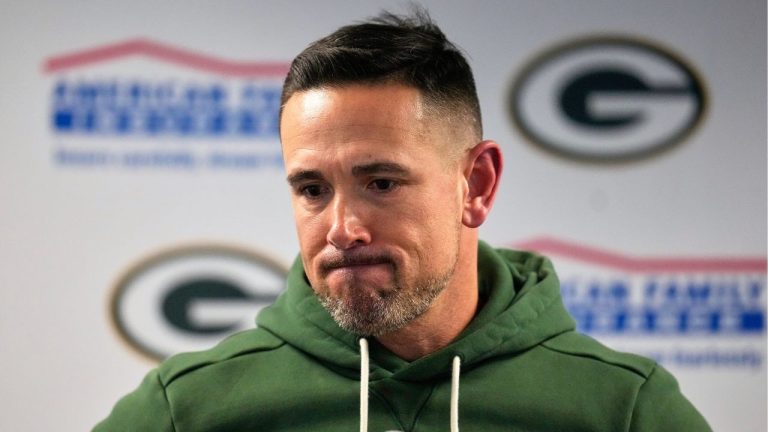 Green Bay Packers head coach Matt LaFleur talks after an NFL wild-card playoff football game against the Chicago Bears Saturday, Jan. 10, 2026, in Chicago. (Erin Hooley/AP)