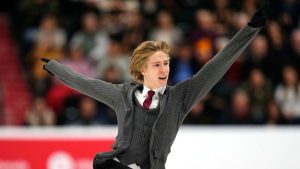 Stephen Gogolev performs his short program in the men's competition at the 2026 Canadian National Skating Championships in Gatineau, Que., on Friday, Jan. 9, 2026. (Justin Tang/THE CANADIAN PRESS)