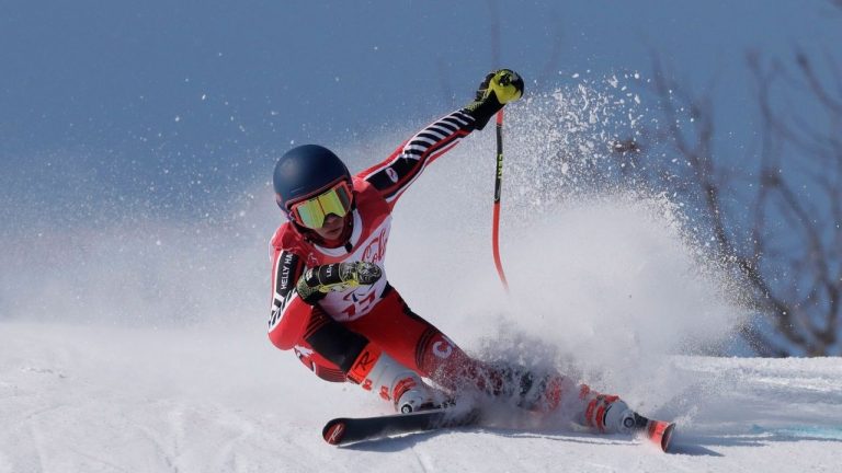 Alexis Guimond of Canada competes in the men's super-G, standing, at the 2018 Winter Paralympics in Jeongseon, South Korea, Sunday, March 11, 2018. (Lee Jin-man/AP)