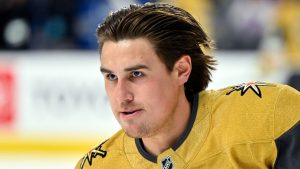 Vegas Golden Knights defenceman Zach Whitecloud (2) warms up before an NHL hockey game against the Columbus Blue Jackets Thursday, Jan. 8, 2026, in Las Vegas. (David Becker/AP)