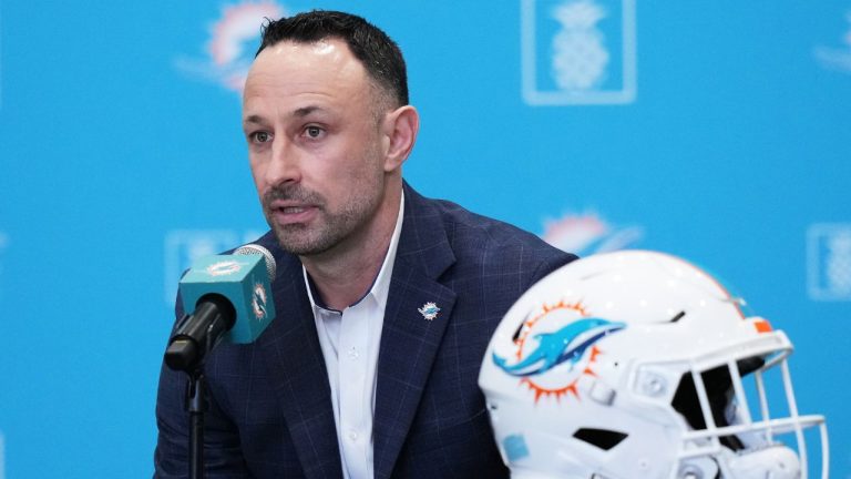Miami Dolphins general manager Jon-Eric Sullivan responds to a question during a news conference at the teams NFL football training facility, Thursday, Jan. 22, 2026, in Miami Gardens, Fla. (Lynne Sladky/AP)