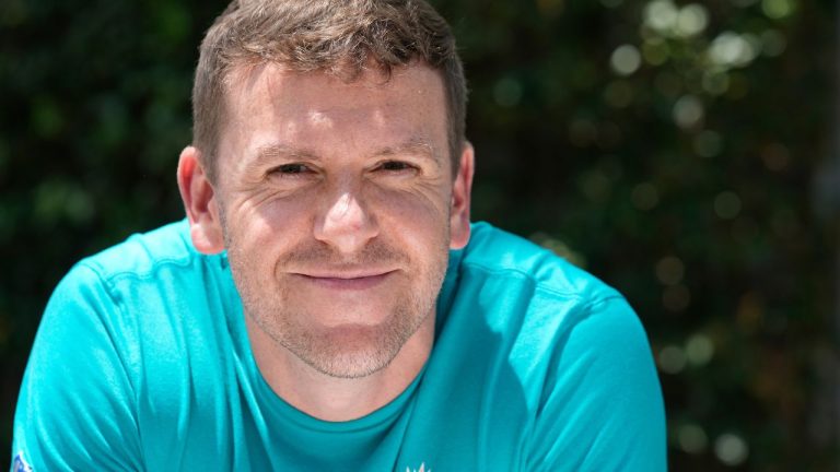 Miami Dolphins pass game co-ordinator Brian Duker waits to speak after a football practice at the team's practice facility, Wednesday, June 5, 2024, in Miami Gardens, Fla. (AP Photo/Marta Lavandier)