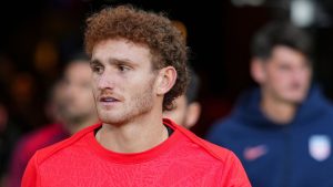 United States's Josh Sargent looks on prior to a friendly soccer match against Japan, Tuesday, Sept. 9, 2025, in Columbus, Ohio. (Jeff Dean/AP)