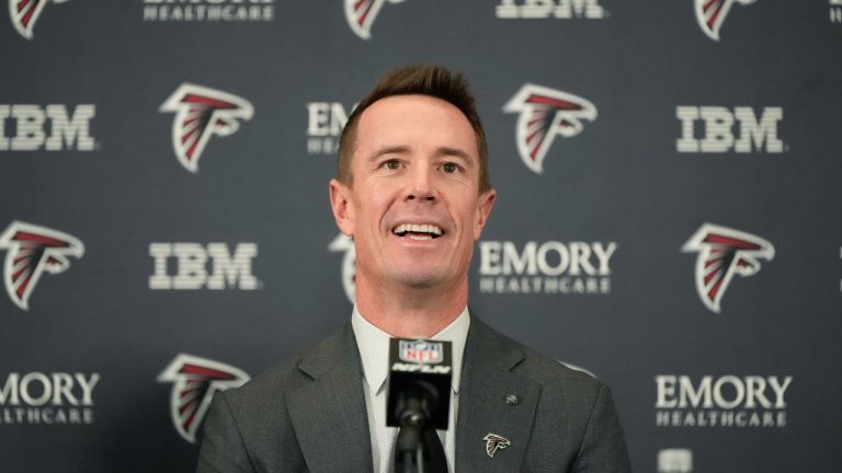 Former Falcons quarterback Matt Ryan speaks during a news conference as the new Atlanta Falcons president of football, Tuesday, Jan. 13, 2026, in Flowery Branch, Ga. (Brynn Anderson/AP)