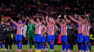 Atletico Madrid's celebrate after winning the Champions League opening phase soccer match against Inter Milan, in Madrid, Spain, Wednesday, Nov. 26, 2025. (Manu Fernandez/AP)