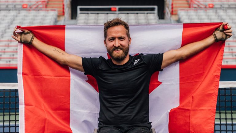 Canadian wheelchair tennis player Rob Shaw poses in this handout photo received January 20, 2023. Now up to seventh in the world in the men's quad singles category, Rob Shaw of North Bay, Ont., will be in the field when wheelchair tennis competition begins next week at the Australian Open. (Alexis Shareck/CP)