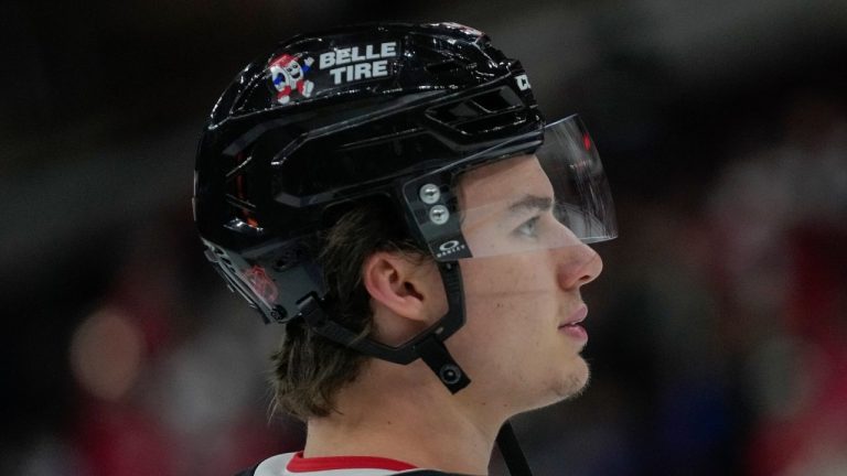 Chicago Blackhawks centre Connor Bedard attends warmups before an NHL hockey game against the Washington Capitals, Friday, Jan. 9, 2026, in Chicago. (Erin Hooley/AP)