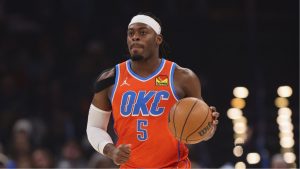 Oklahoma City Thunder guard Luguentz Dort handles the ball during the first half of an NBA basketball game against the Toronto Raptors, Sunday, Jan. 25, 2026, in Oklahoma City. (Nate Billings/AP)
