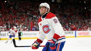 Montreal Canadiens right wing Patrik Laine (92) in action in the second period of Game 2 of a first-round NHL hockey playoff series against the Washington Capitals Wednesday, April 23, 2025, in Washington. (Nick Wass/AP)