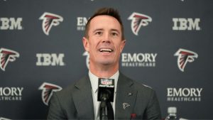 Former Falcons quarterback Matt Ryan speaks during a news conference as the new Atlanta Falcons president of football, Tuesday, Jan. 13, 2026, in Flowery Branch, Ga. (Brynn Anderson/AP)