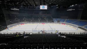 A view of the Santa Giulia Ice Hockey Arena, where Ice Hockey discipline of the Milan Cortina 2026 Winter Olympics will take place, in Milan, Italy, Friday, Jan. 9, 2026. (AP/Luca Bruno)
