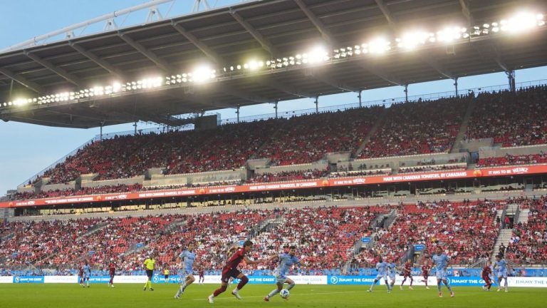 Toronto FC's Theo Corbeanu brings the ball forward during first half MLS action against Atlanta United in Toronto, on Saturday, July 12, 2025. (Chris Young/CP)