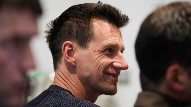 Chicago Cubs manager Craig Counsell smiles as he listens to New Chicago Cubs player Alex Bregman at a news conference in Chicago, on Thursday, Jan. 15, 2026. (AP Photo/Nam Y. Huh)