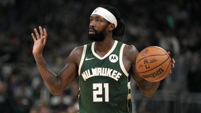 Milwaukee Bucks' Patrick Beverley during the first half of Game 5 of an NBA basketball series against the Indiana Pacers. April 30, 2024. (Morry Gash/AP)
