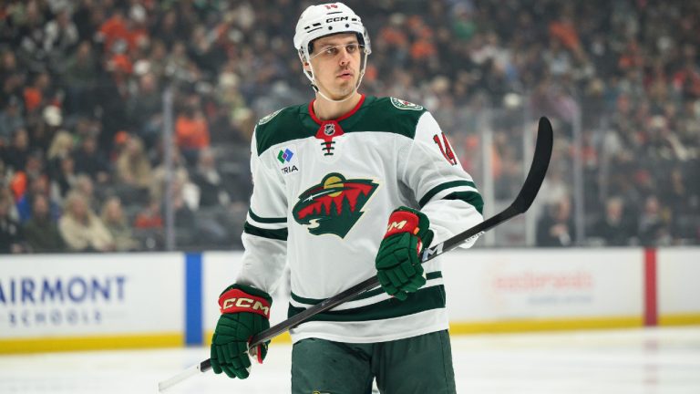 Minnesota Wild centre Joel Eriksson Ek looks on during the first period of an NHL hockey game against the Anaheim Ducks, Friday, Jan. 2, 2026, in Anaheim, Calif. (William Liang/AP)