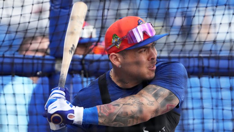 New York Mets' Francisco Alvarez takes batting practice during a spring training baseball workout Monday, Feb. 16, 2026, in Port St. Lucie, Fla. (Jeff Roberson/AP)