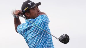 Hideki Matsuyama, of Japan, hits his tee shot at the 15th hole during the first round of the Phoenix Open golf tournament at the TPC Scottsdale Stadium Course Thursday, Feb. 5, 2026, in Scottsdale, Ariz. (AP/Ross D. Franklin)