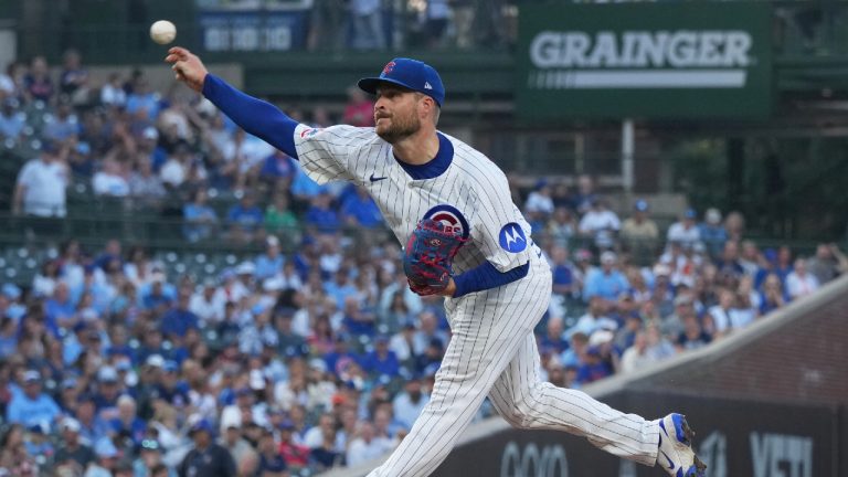 Chicago Cubs starting pitcher Ryan Brasier throws against the Kansas City Royals during the first inning of a baseball game in Chicago, Monday, July 21, 2025. (Nam Y. Huh/AP)