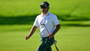 Ryo Hisatsune, of Japan, walks on the sixth green of the South Course at Torrey Pines during the final round of the Farmers Insurance Open golf tournament Sunday, Feb. 1, 2026, in San Diego. (AP/Denis Poroy)