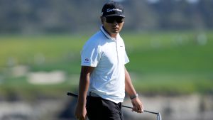 Ryo Hisatsune, from Japan, walks on the 17th green at Pebble Beach Golf Links during the first round of the AT&T Pebble Beach Pro-Am golf tournament in Pebble Beach, Calif., Thursday, Feb. 12, 2026. (Godofredo A. Vásquez/AP)