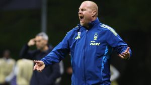 Nottingham Forest's head coach Sean Dyche reacts during the Europa League opening phase soccer match between SC Braga and Nottingham Forest in Braga, Portugal, Thursday, Jan. 22, 2026. (Luis Vieira/AP)