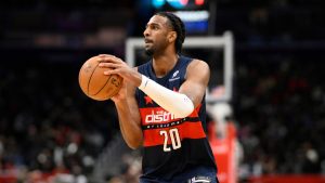 Washington Wizards centre Alex Sarr (20) in action during the second half of an NBA basketball game against the Los Angeles Clippers, Monday, Jan. 19, 2026, in Washington. (Nick Wass/AP)