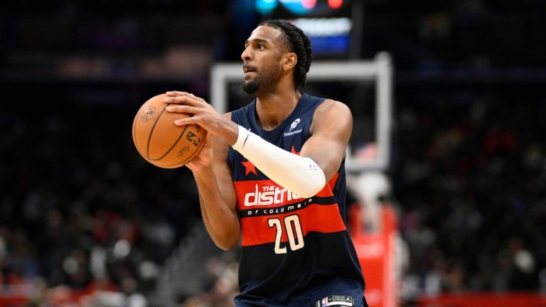 Washington Wizards centre Alex Sarr (20) in action during the second half of an NBA basketball game against the Los Angeles Clippers, Monday, Jan. 19, 2026, in Washington. (Nick Wass/AP)