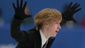 Stephen Gogolev of Canada competes during the figure skating men's team event at the 2026 Winter Olympics, in Milan, Italy, Saturday, Feb. 7, 2026. (Natacha Pisarenko/AP Photo)