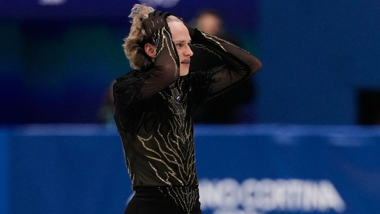 Ilia Malinin of the United States competes during the men's free skate program in figure skating at the 2026 Winter Olympics, in Milan, Italy, Friday, Feb. 13, 2026. (Ashley Landis/AP)