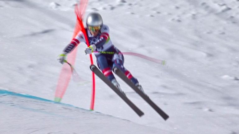 In this image taken from video provided by Olympic Broadcasting Services, OBS, United States' Lindsey Vonn crashes during an alpine ski women's downhill race, at the 2026 Winter Olympics, in Cortina d'Ampezzo, Italy, Sunday, Feb. 8, 2026. (Olympic Broadcasting Services via AP)