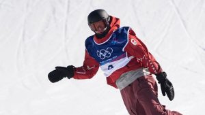 Canada's Mark McMorris reacts during the men's snowboarding slopestyle qualifications at the 2026 Winter Olympics, in Livigno, Italy, Sunday, Feb. 15, 2026. (Lindsey Wasson/AP Photo)