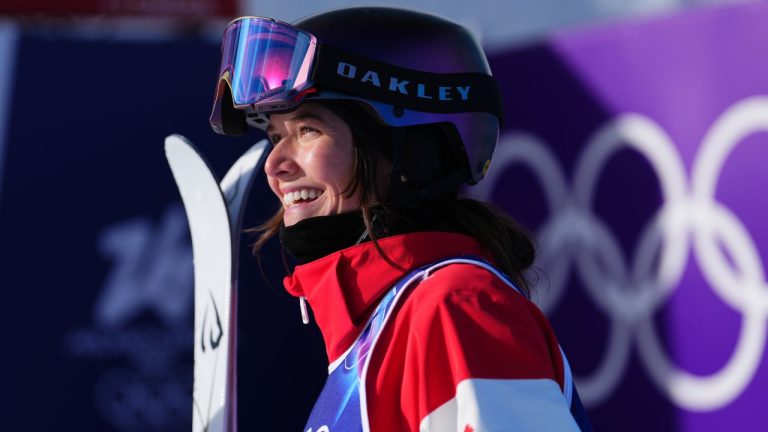Canada's Maia Schwinghammer waits for her score after competing in the women's moguls F1 final at the Milano Cortina 2026 Winter Olympic Games in Livigno, Italy on Wednesday, Feb. 11, 2026. (Sean Kilpatrick/THE CANADIAN PRESS)