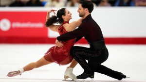 Deanna Stellato-Dudek and Maxime Deschamps perform their free program in the senior pairs figure skating competition at the 2026 Canadian National Skating Championships in Gatineau, Que., on Saturday, Jan. 10, 2026. (Justin Tang/THE CANADIAN PRESS)