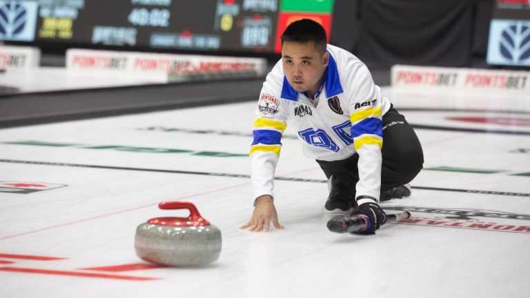 British Columbia skip Cody Tanaka on the ice during a practice session of the Montana 2026 Brier at the Mary Browns Centre in St. John's NL on Friday, February 27, 2026. (Paul Daly/CP)