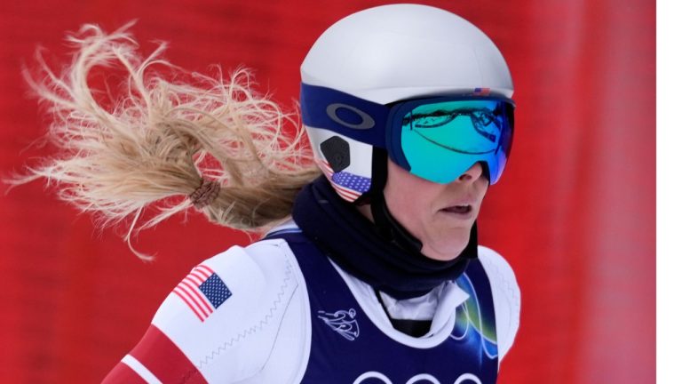 United States' Lindsey Vonn in action during alpine ski women's downhill training, at the 2026 Winter Olympics, in Cortina d'Ampezzo, Italy, Saturday, Feb. 7, 2026. (Robert F. Bukaty/AP Photo)