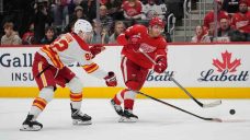 Flames fall to Red Wings on Kane’s historic night