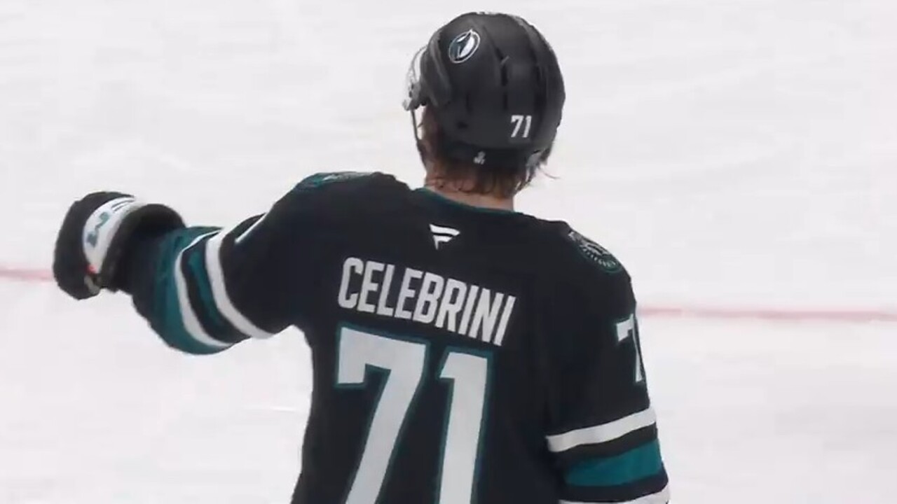 Sharks’ Celebrini wires home power-play goal for 100th point of season